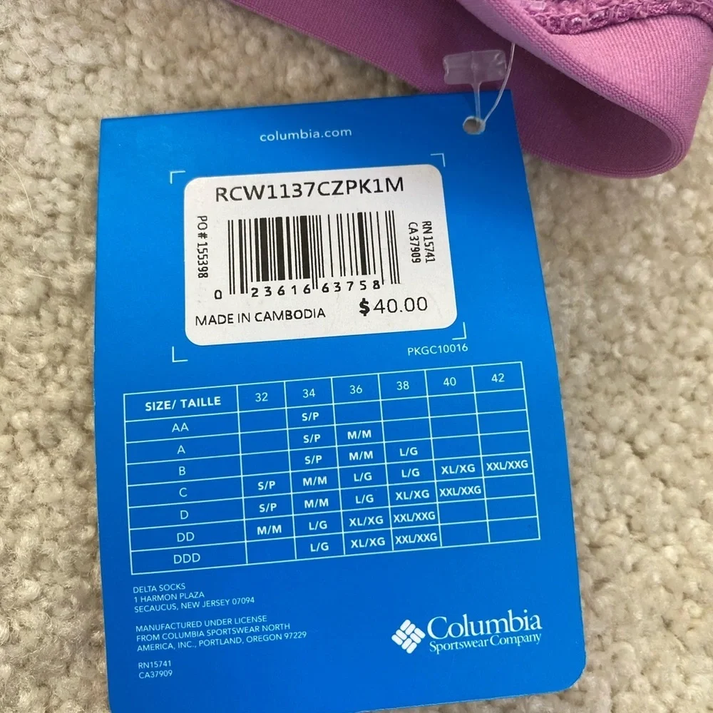 NWT, COLUMBIA, purple dot, sports bra, M - Picture 5 of 6